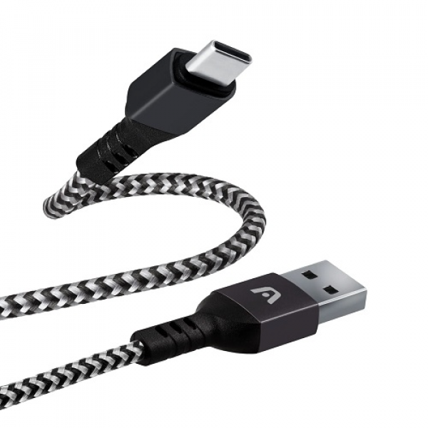 CABLE TRENZADO USB XTECH - 4PIN USB TYPE A - 24 PIN USB-C - 1.8 M - BLACK & WHITE