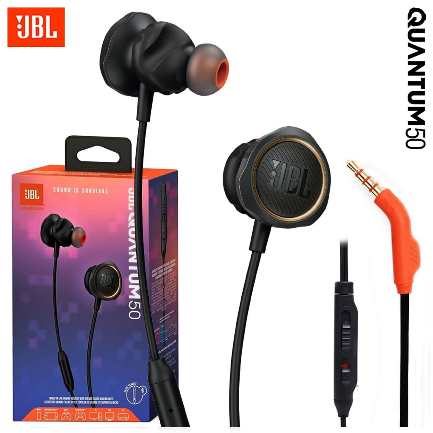 Jbl Audífonos Con Micrófono Quantum 50, In-Ear, Jack 3.5Mm, Multiplataforma