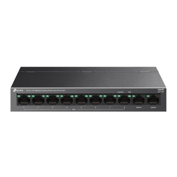 switch Conmutador de escritorio de 10 puertos 10/100 Mbps con PoE+ de 8 puertos LS110P