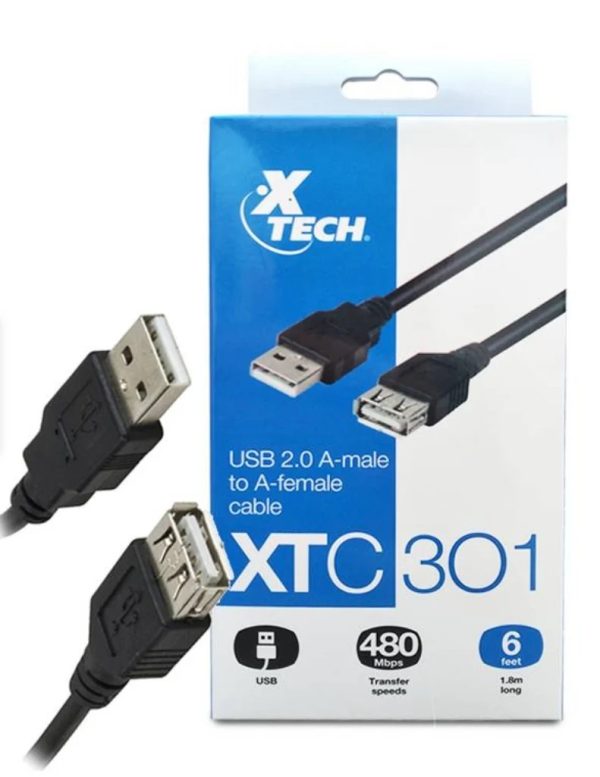 Cable Extensión USB Macho A Hembra 1.8 Metros 2.0 Xtech