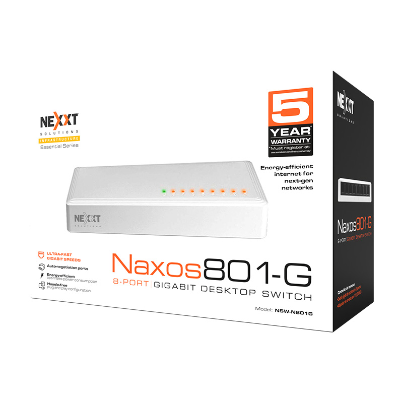 Switch Nexxt De Escritorio Naxos801-g 8 Port Ethernet 1gbps